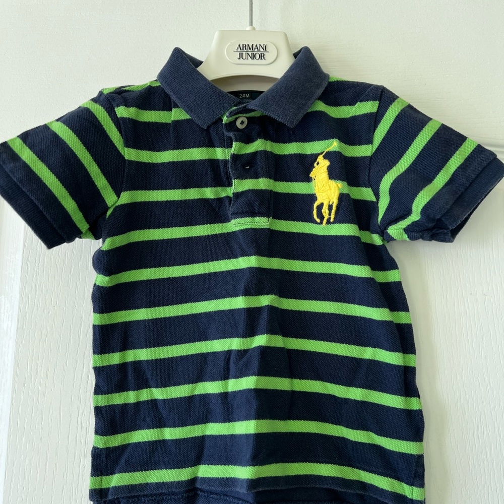 Polo By Ralph Lauren Polo with Navy and Lime Stripes